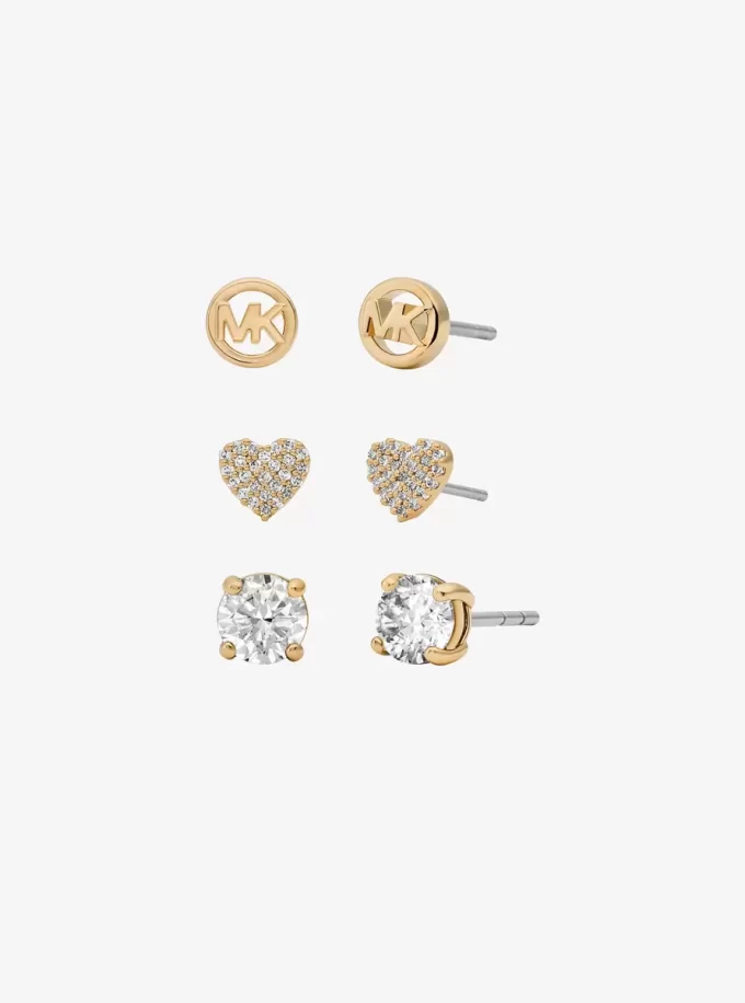 3-Piece Cubic Zirconia Stud Earrings Gift Set