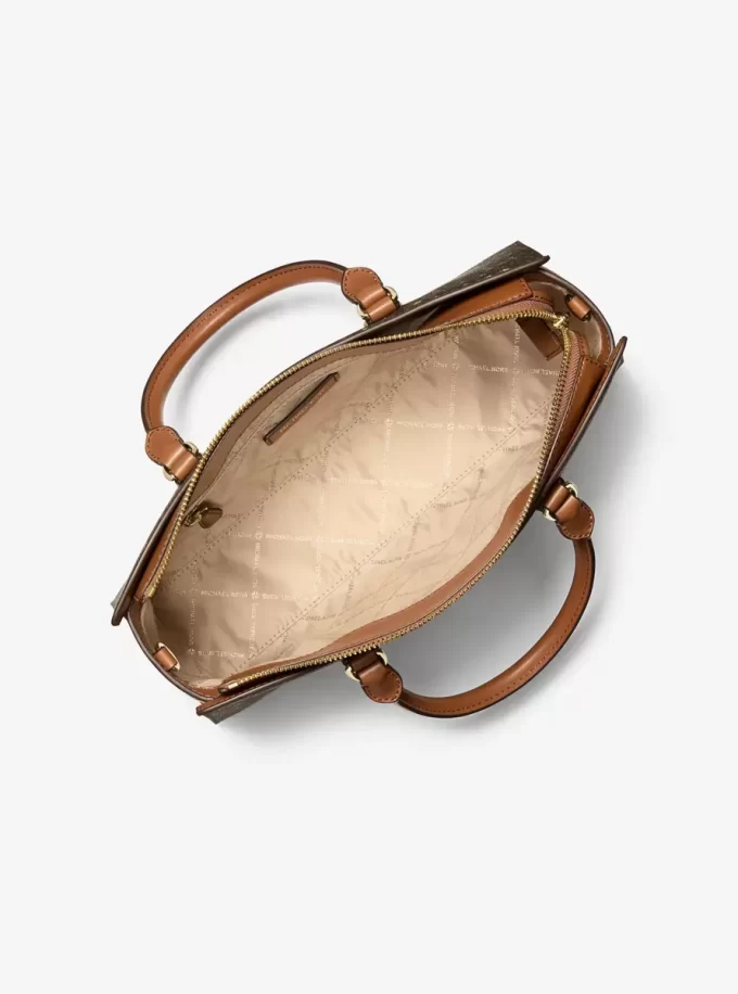 Arden Medium Printed Signature Logo Satchel Arden Medium Printed Signature Logo Satchel