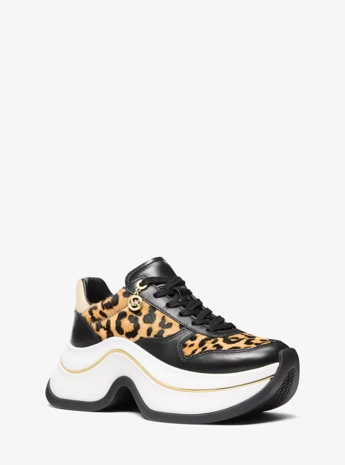 Arla Leopard Print Calf Hair and Leather Trainer Arla Leopard Print Calf Hair and Leather Trainer