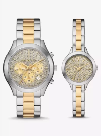 Aspyn His and Hers Pavé Two-Tone Watch Set