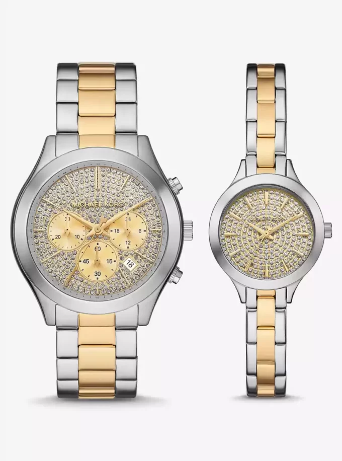 Aspyn His and Hers Pavé Two-Tone Watch Set Aspyn His and Hers Pavé Two-Tone Watch Set