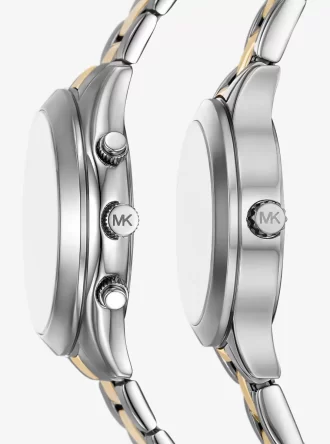 Aspyn His and Hers Pavé Two-Tone Watch Set