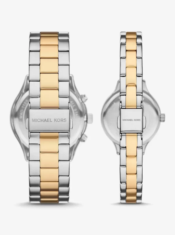 Aspyn His and Hers Pavé Two-Tone Watch Set Aspyn His and Hers Pavé Two-Tone Watch Set
