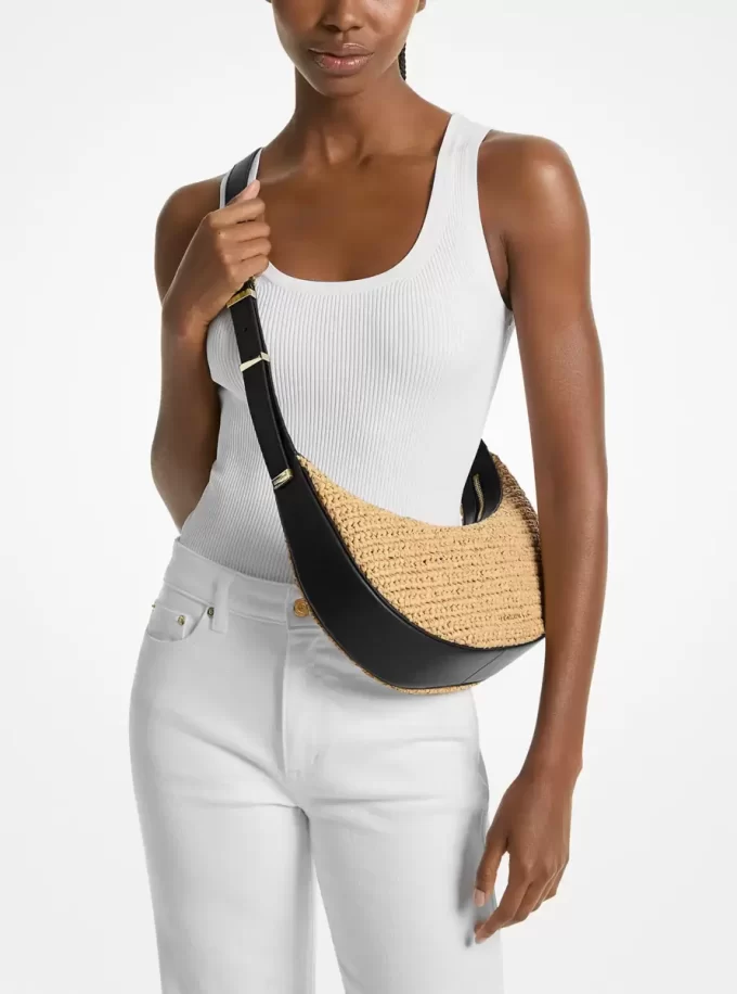 Avra Medium Hand-Crocheted and Leather Crossbody Bag