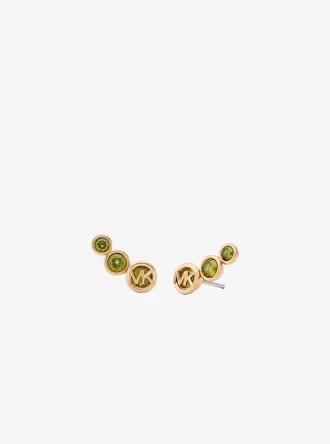 Bezel Cubic Zirconia Crawler Earrings