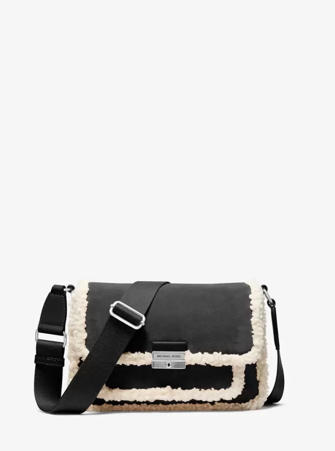 Bradshaw Medium Suede and Faux Shearling Messenger Bag