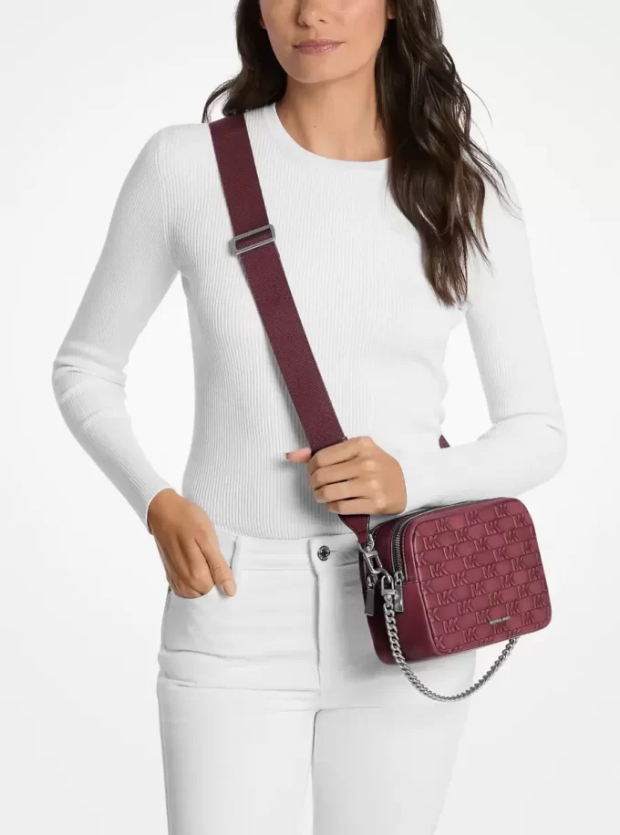 Bryant Medium Burnished Leather Camera Crossbody Bag