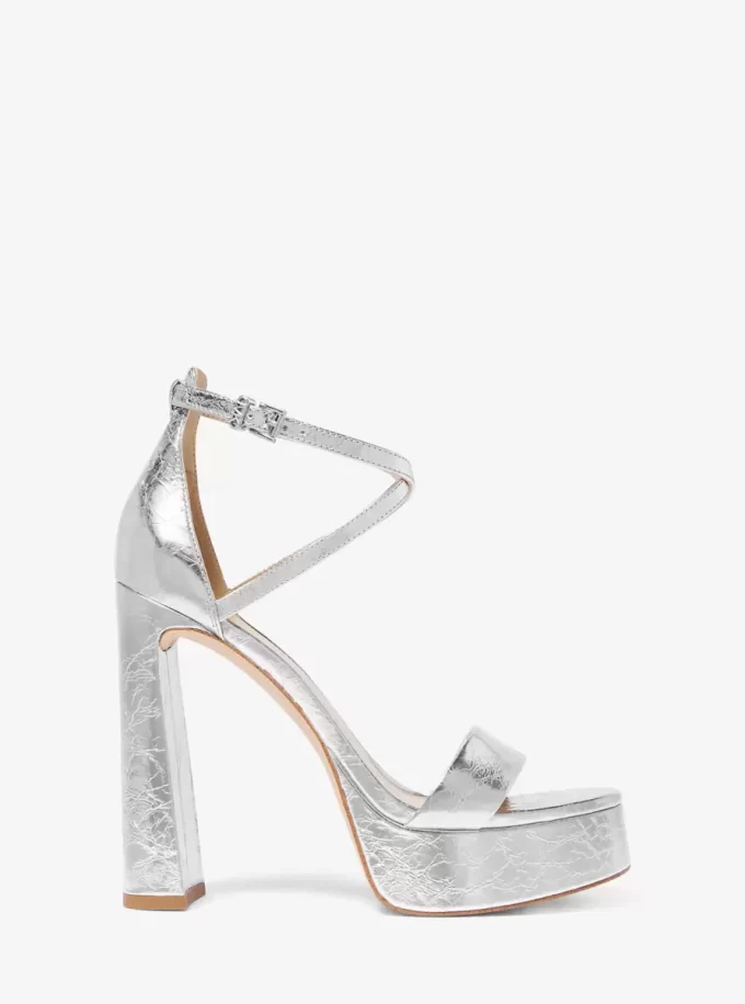 Cami Crackled Metallic Leather Platform Sandal Cami Crackled Metallic Leather Platform Sandal
