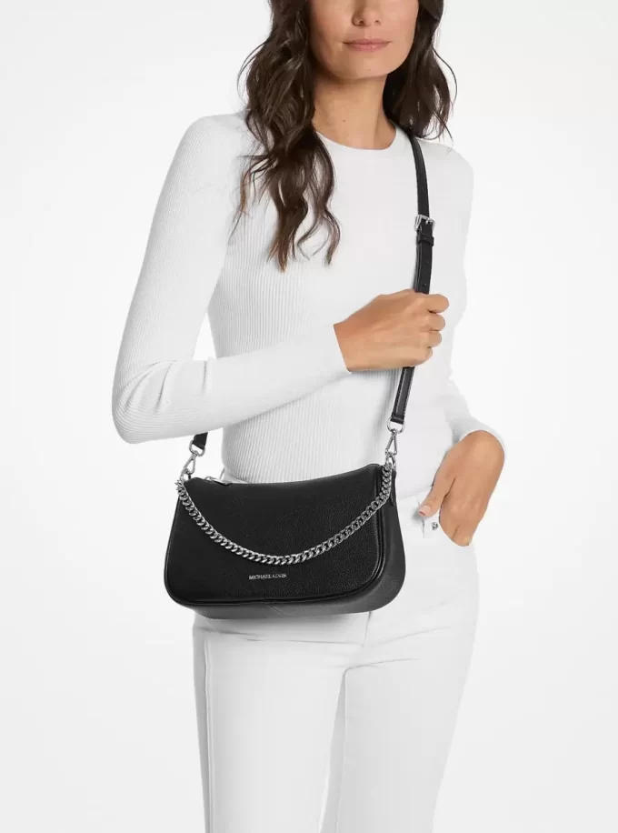Carmela Medium Pebbled Leather Crossbody Bag
