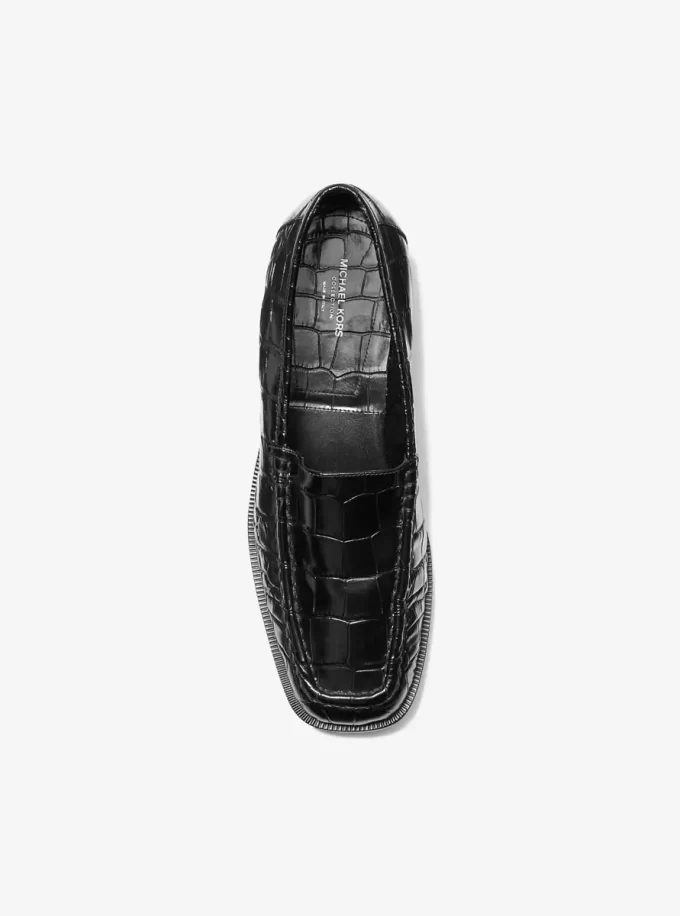 Carolyn Crocodile Embossed Leather Loafer