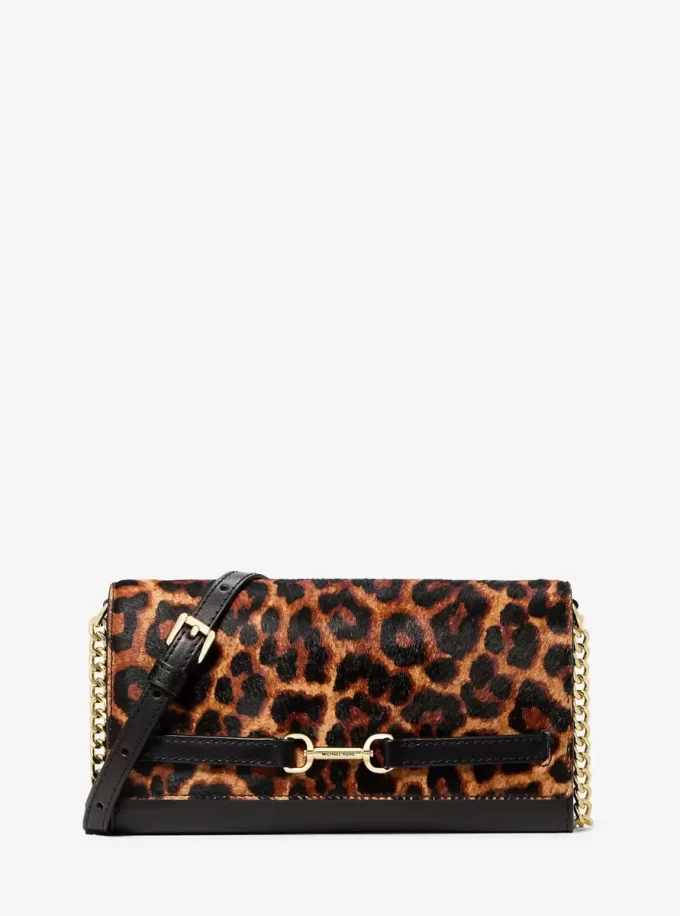 Carson Large Leopard Print Calf Hair Crossbody Bag