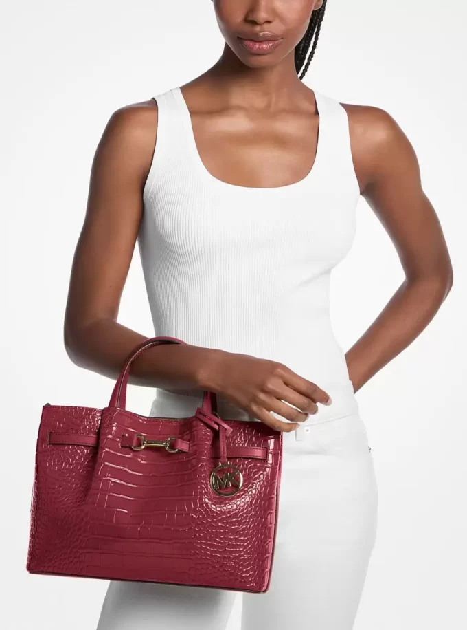 Carson Medium Crocodile Embossed Satchel Carson Medium Crocodile Embossed Satchel