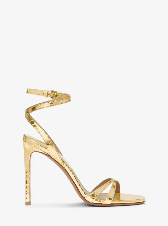 Chrissy Metallic Python Embossed Leather Sandal