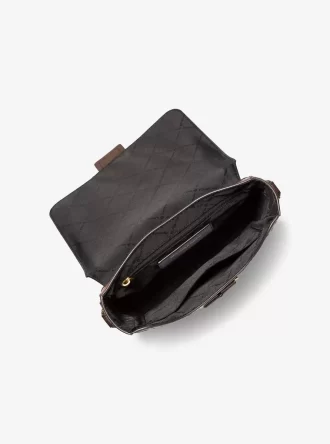 Colby Logo Embossed Burnished Leather Messenger Bag