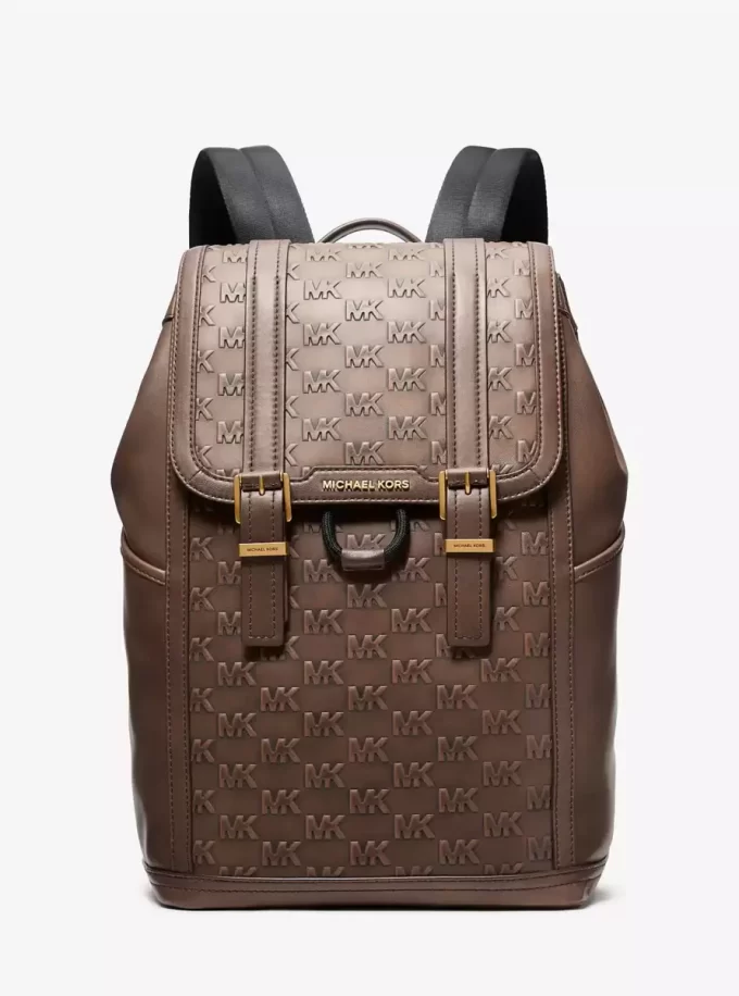 Colby Medium Logo Embossed Burnished Leather Backpack
