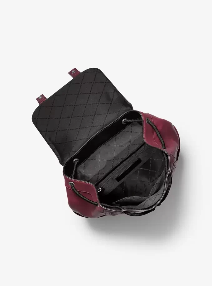 Colby Medium Logo Embossed Burnished Leather Backpack