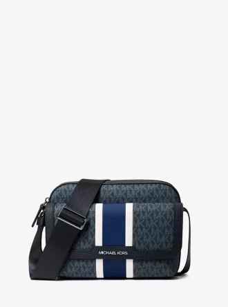 Cooper Medium Signature Logo Stripe Camera Crossbody Bag