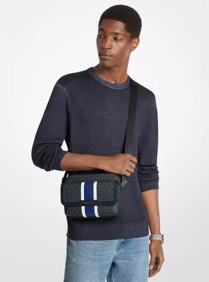 Cooper Medium Signature Logo Stripe Camera Crossbody Bag Cooper Medium Signature Logo Stripe Camera Crossbody Bag