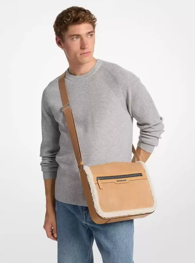 Cooper Suede and Sherpa Messenger Bag