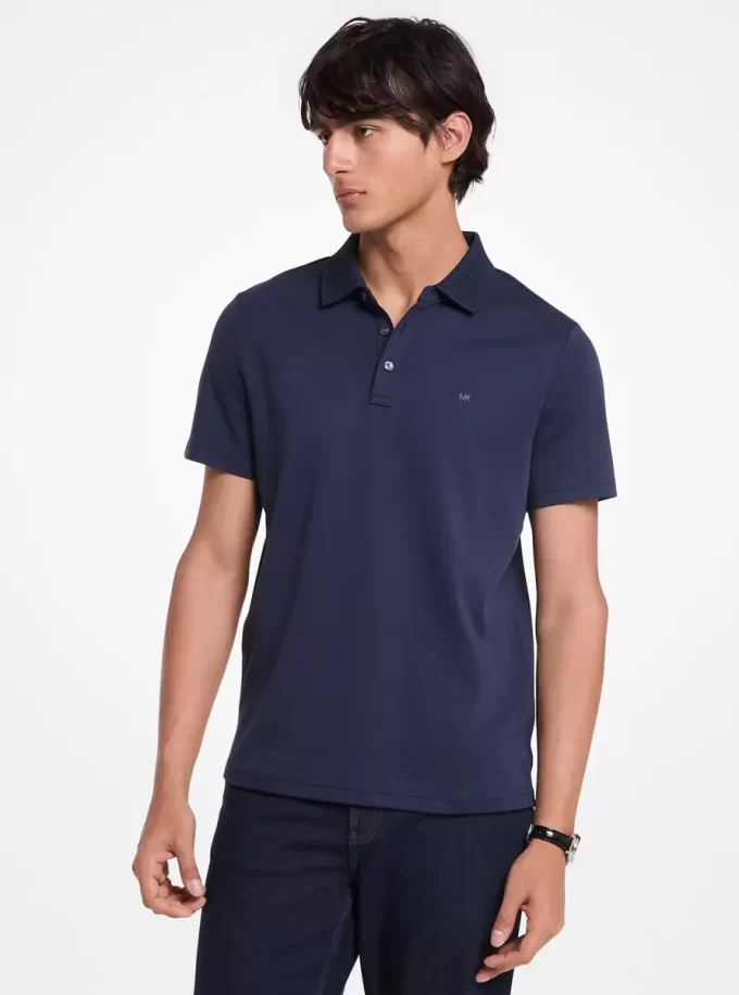 Cotton and Mesh Collar Polo Shirt