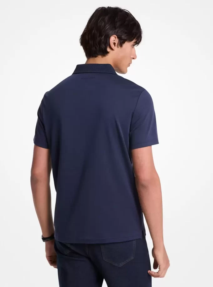 Cotton and Mesh Collar Polo Shirt