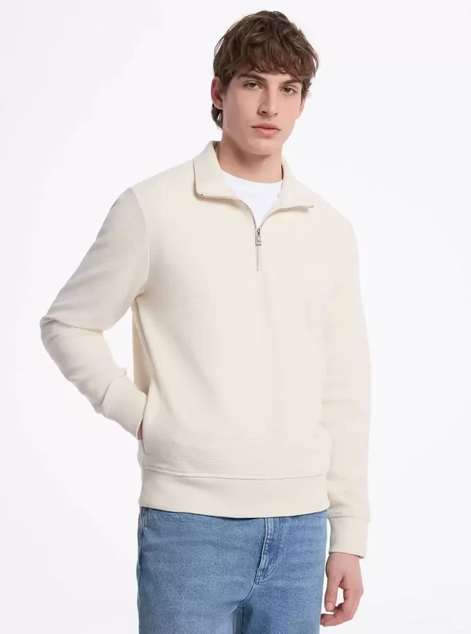 Cotton Blend Half-Zip Sweater