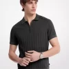 Cotton Knit Zip Polo Shirt