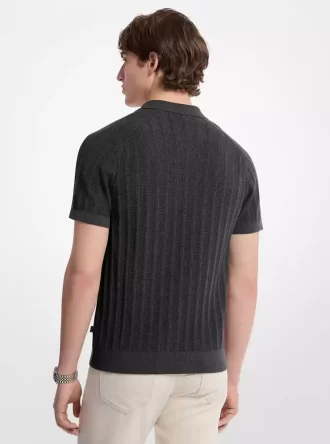 Cotton Knit Zip Polo Shirt