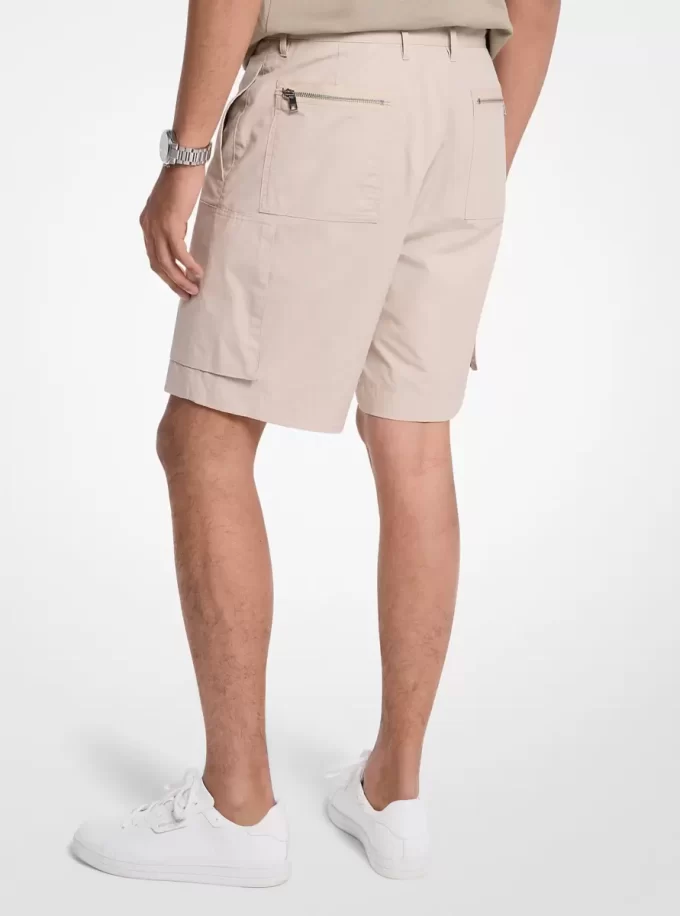 Cotton Poplin Zip Cargo Shorts