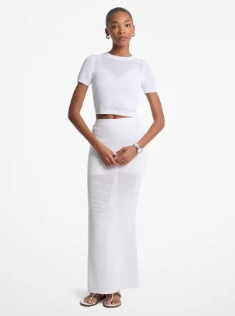 Crocheted Viscose Blend Maxi Skirt