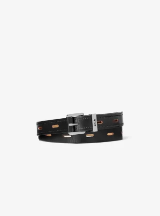 Cutout Leather Blend Belt