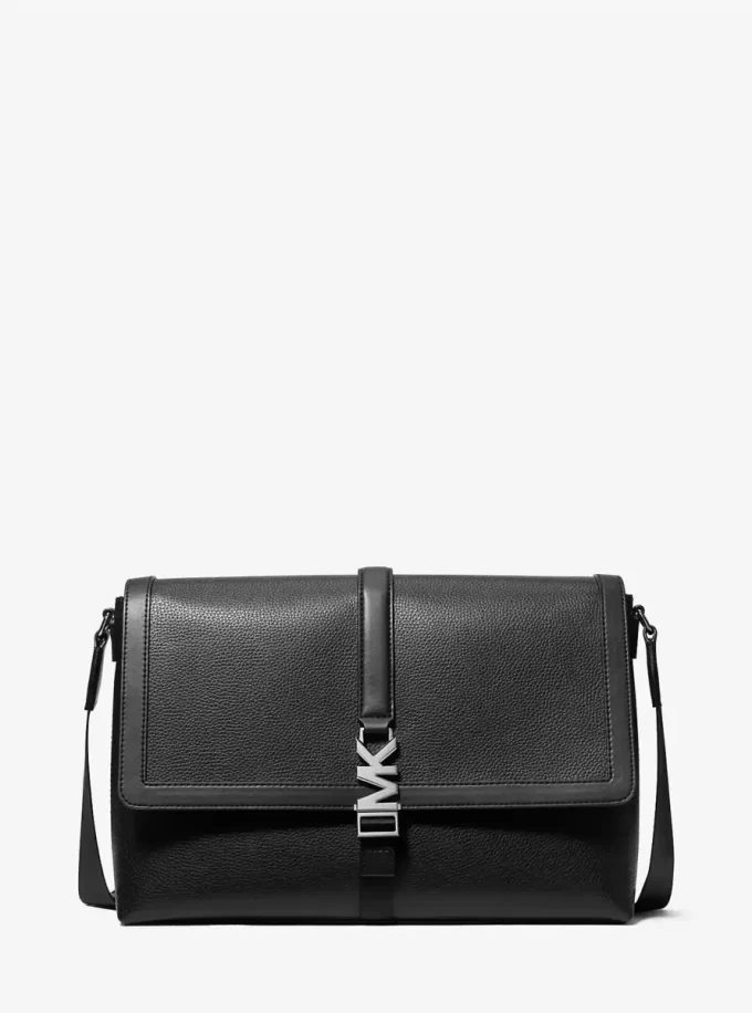 Cyrus Medium Pebbled Leather Messenger Bag