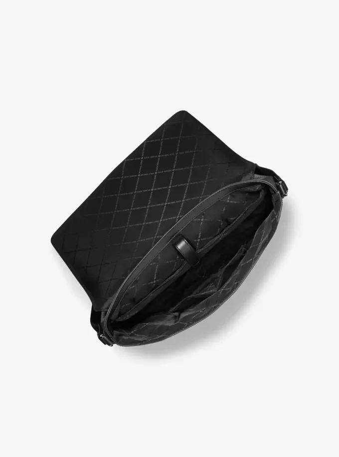 Cyrus Medium Pebbled Leather Messenger Bag