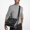 Cyrus Medium Pebbled Leather Messenger Bag