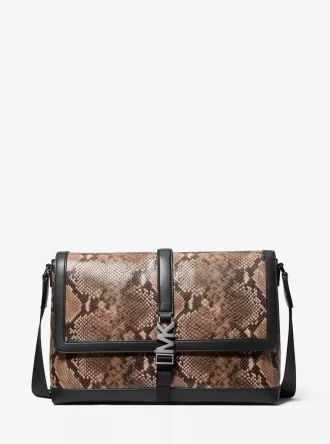 Cyrus Medium Snake Embossed Messenger Bag Cyrus Medium Snake Embossed Messenger Bag