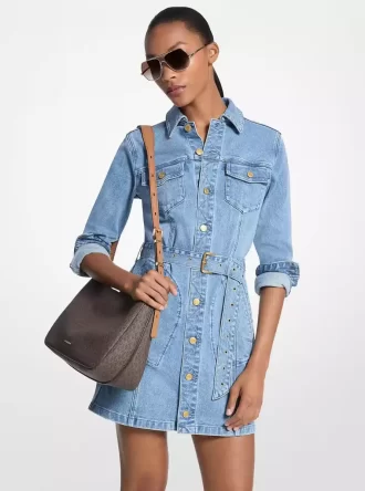Denim Belted Mini Dress