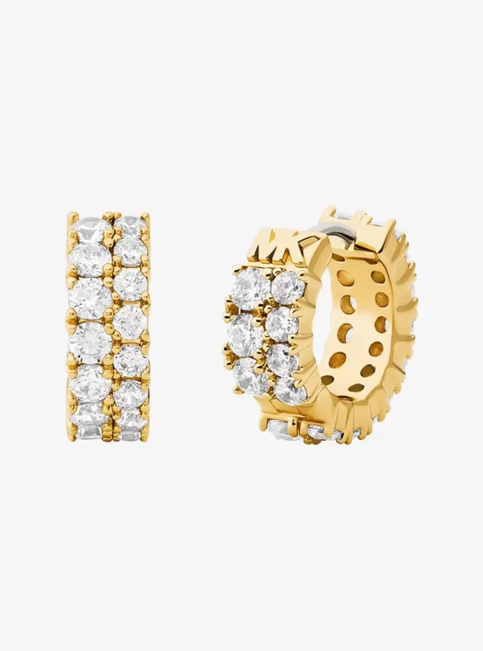 Double Pavé Huggie Earrings
