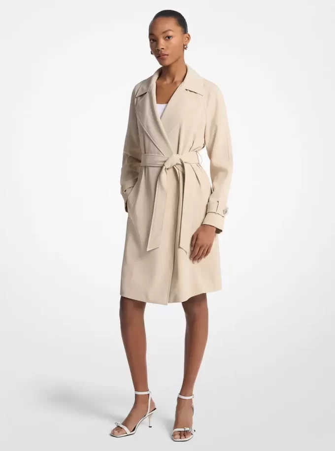 Draped Woven Trench Coat Draped Woven Trench Coat