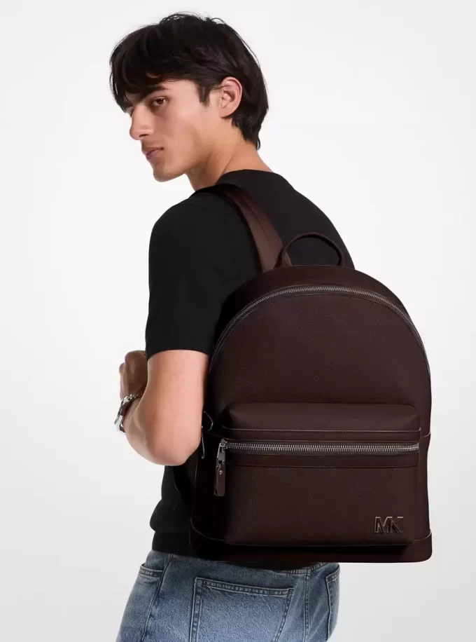 Edison Scratch-Resistant Crossgrain Leather Backpack