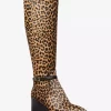 Ella Leopard Print Calf Hair Wide Calf Block Heel Boot