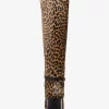 Ella Leopard Print Calf Hair Wide Calf Block Heel Boot