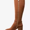 Ella Suede Wide Calf Block Heel Boot