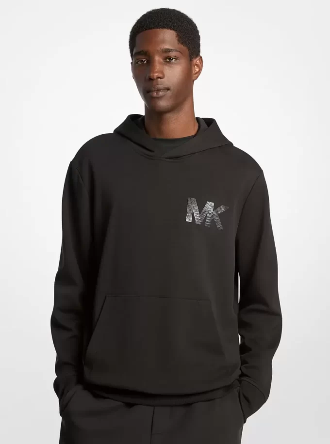 Embellished Logo Cotton Blend Hoodie