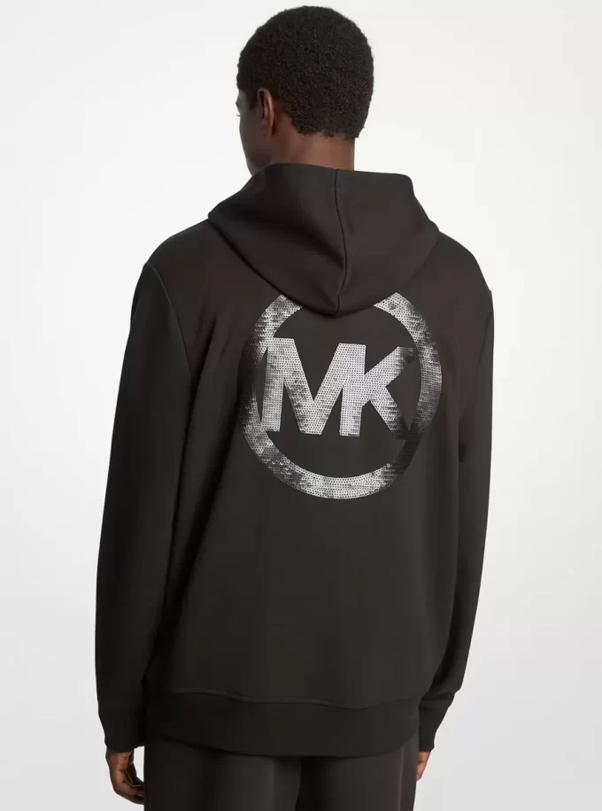 Embellished Logo Cotton Blend Hoodie