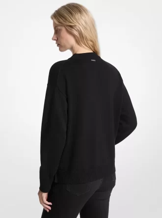 Embellished Logo Cotton Blend Sweater