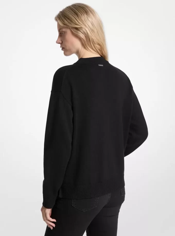 Embellished Logo Cotton Blend Sweater Embellished Logo Cotton Blend Sweater