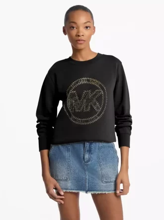 Embellished Logo Cotton Blend Sweatshirt