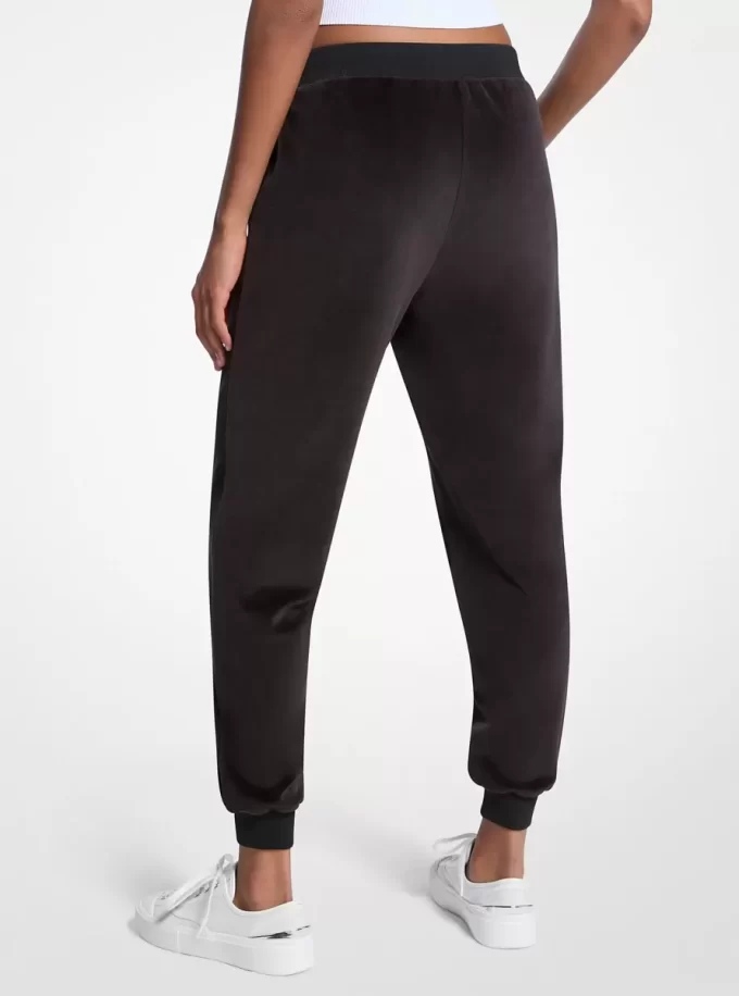 Embellished Logo Velour Joggers Embellished Logo Velour Joggers