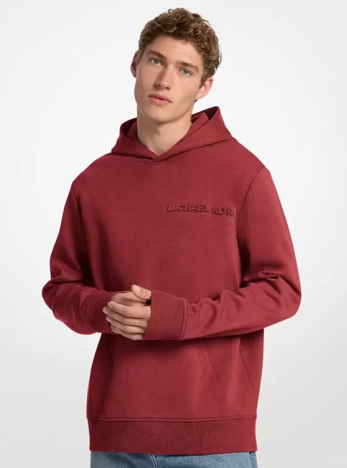 Embossed Logo Cotton Blend Hoodie
