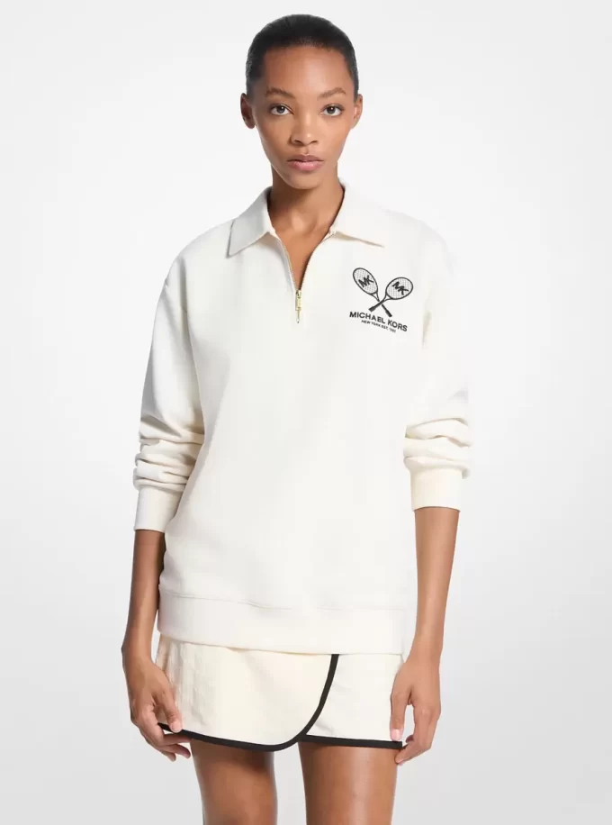 Embroidered Logo Cotton Blend Sweater